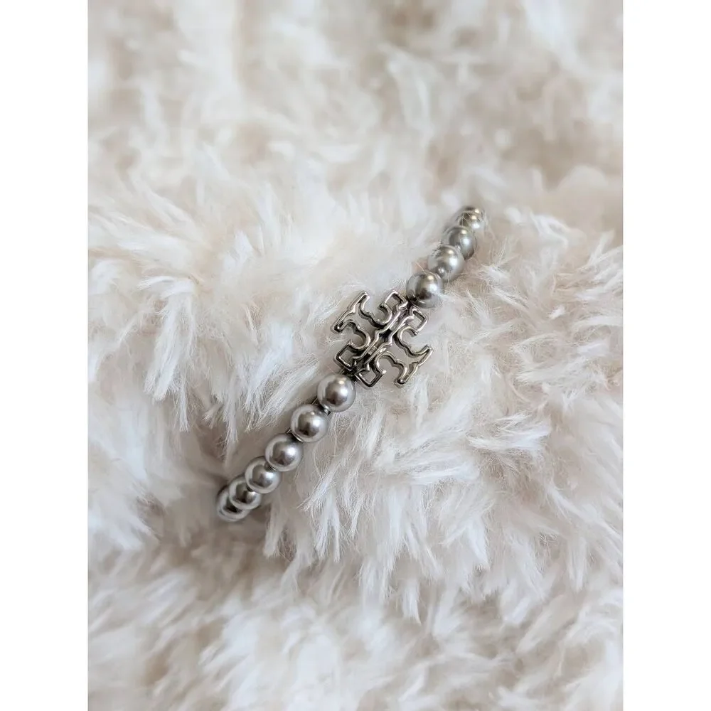 TORY BURCH Kira Silver Pearl Cuff Bangle